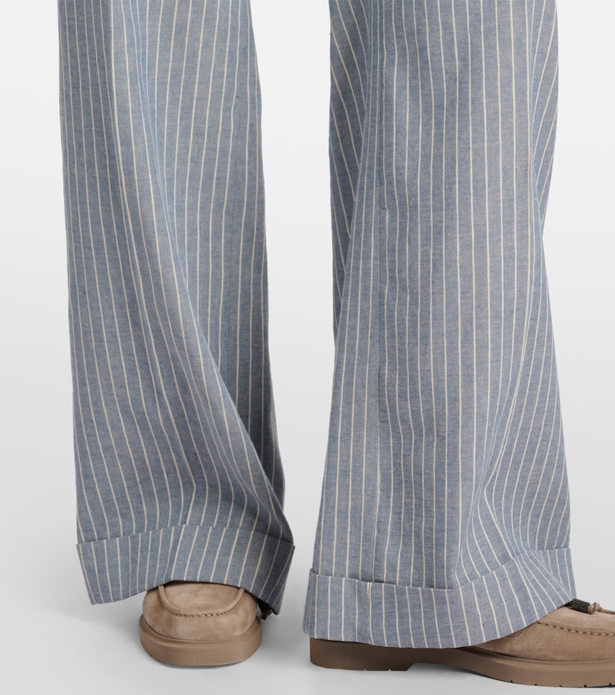 Linen and cotton-blend wide-leg pants