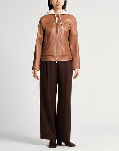 Woman Jacket Camel Size 2 Leather