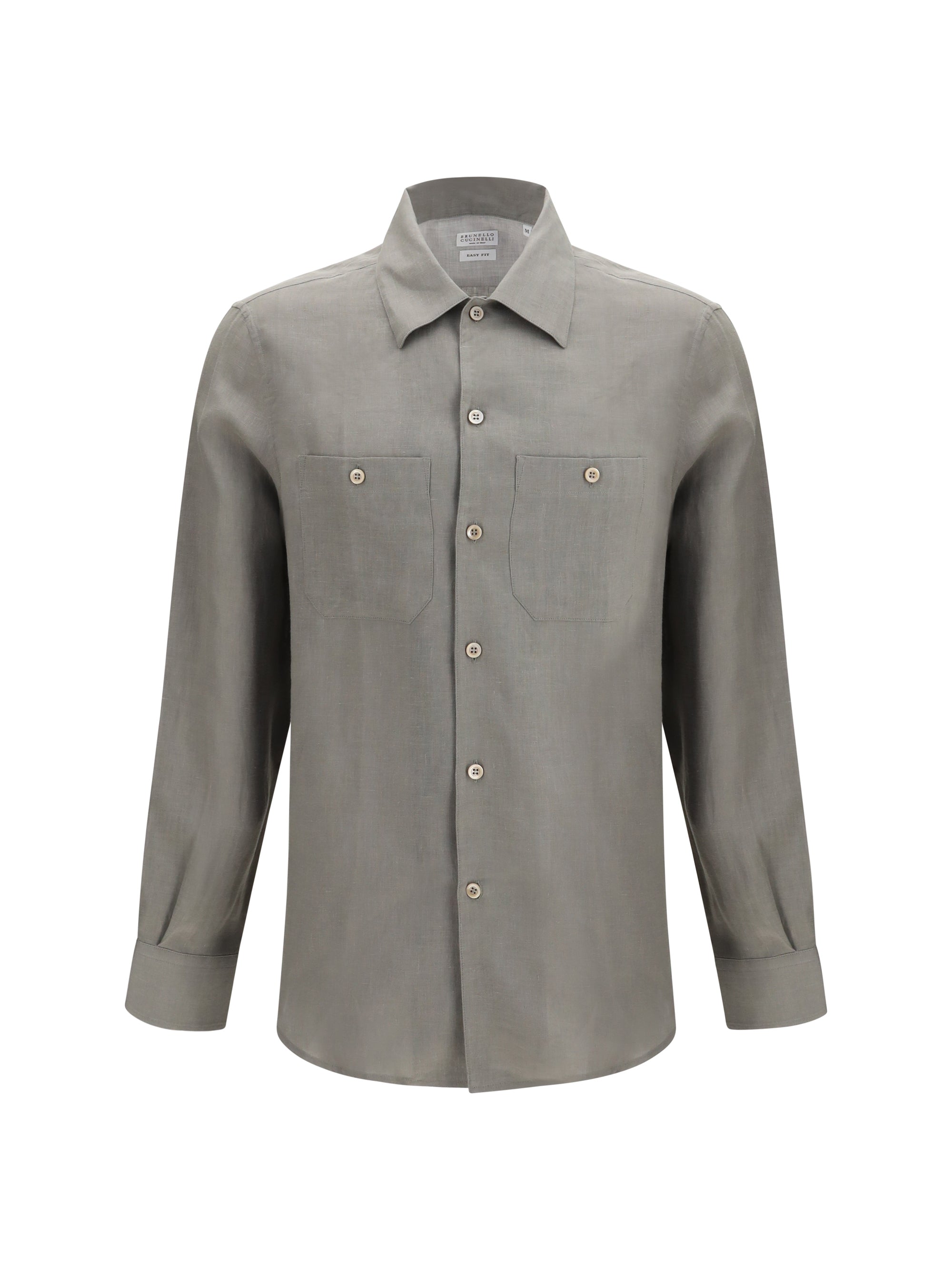 Linen with Chest Pockets Shirt — Gray