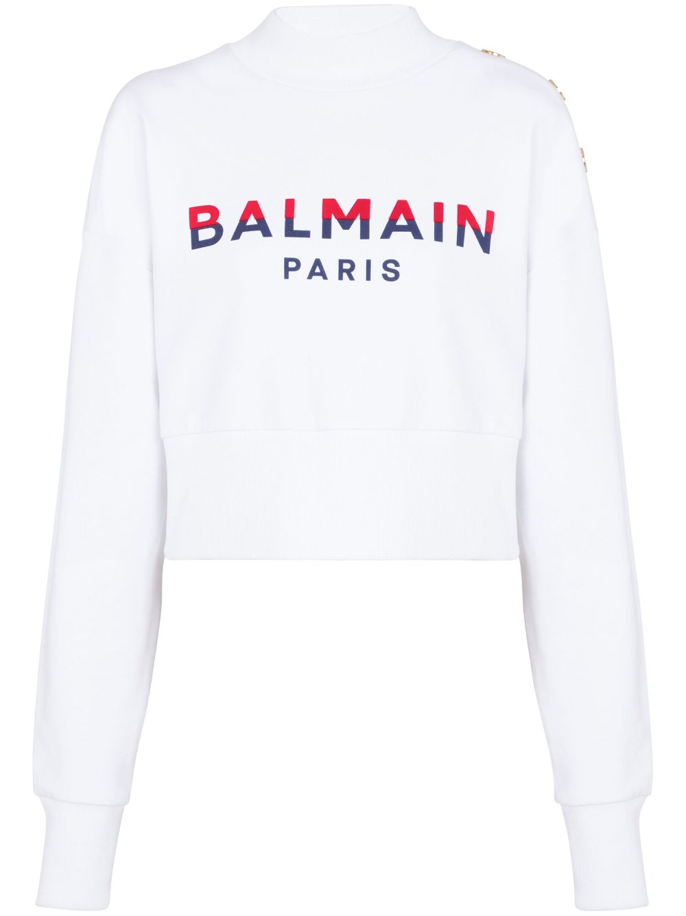 3-Buttons logo-print cotton sweatshirt - White