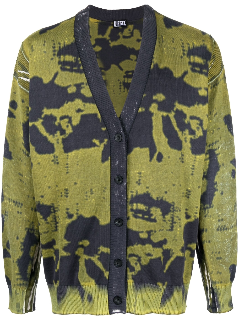 Intarsia-knit pattern cardigan - Black