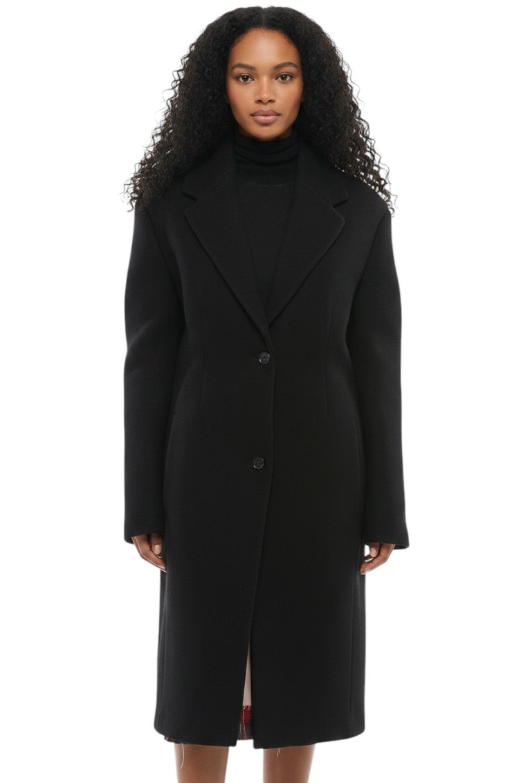 Logo-embroidered single-breasted coat - Black