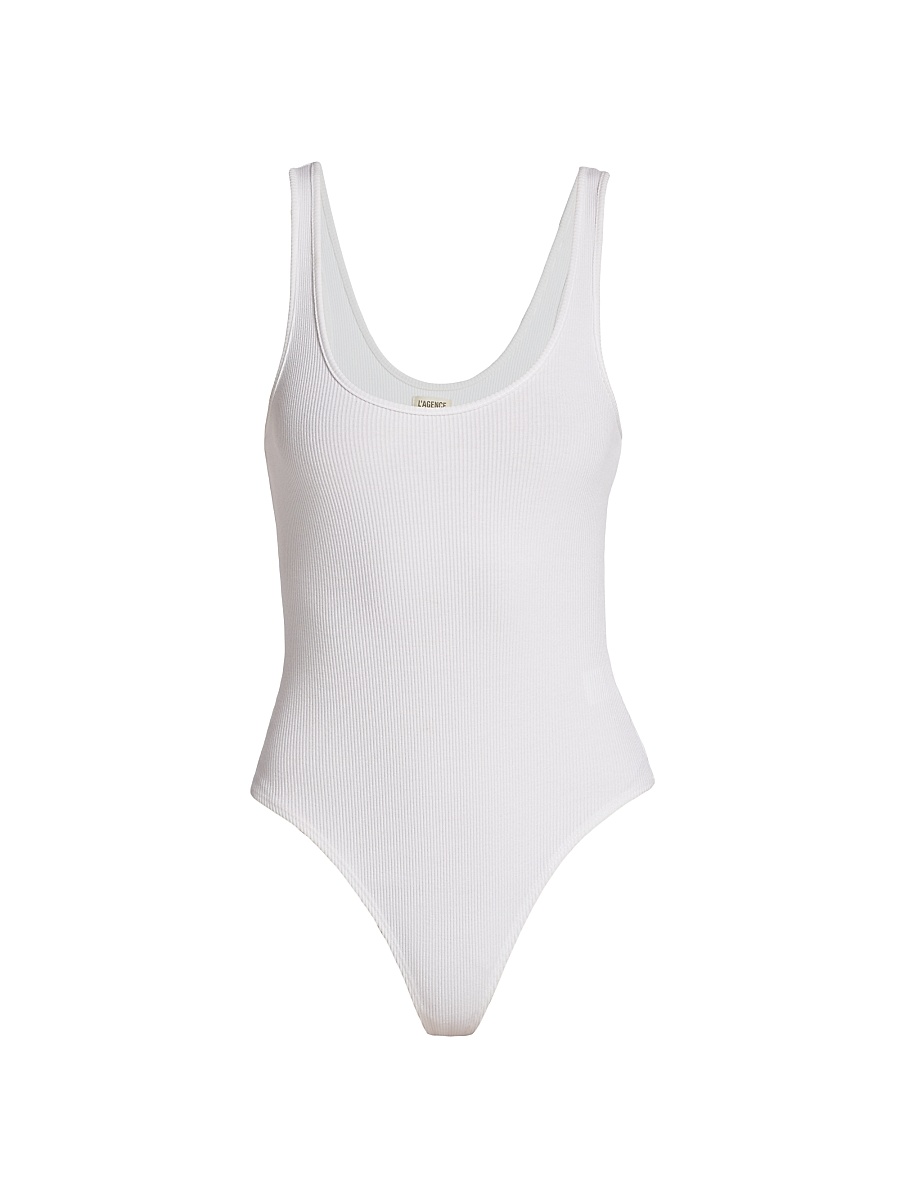 Women's Nica Scoopneck Rib-Knit Bodysuit - White