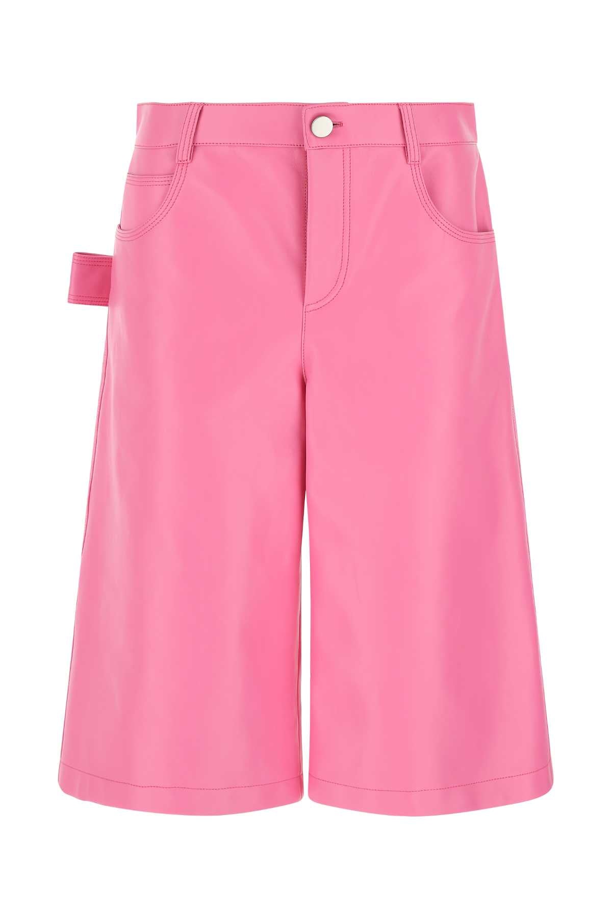 Lamb Leather Bermuda Shorts — Pink