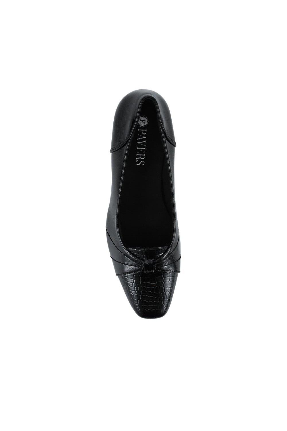Pavers Smart Kitten Heel Court Shoes In Jet Black