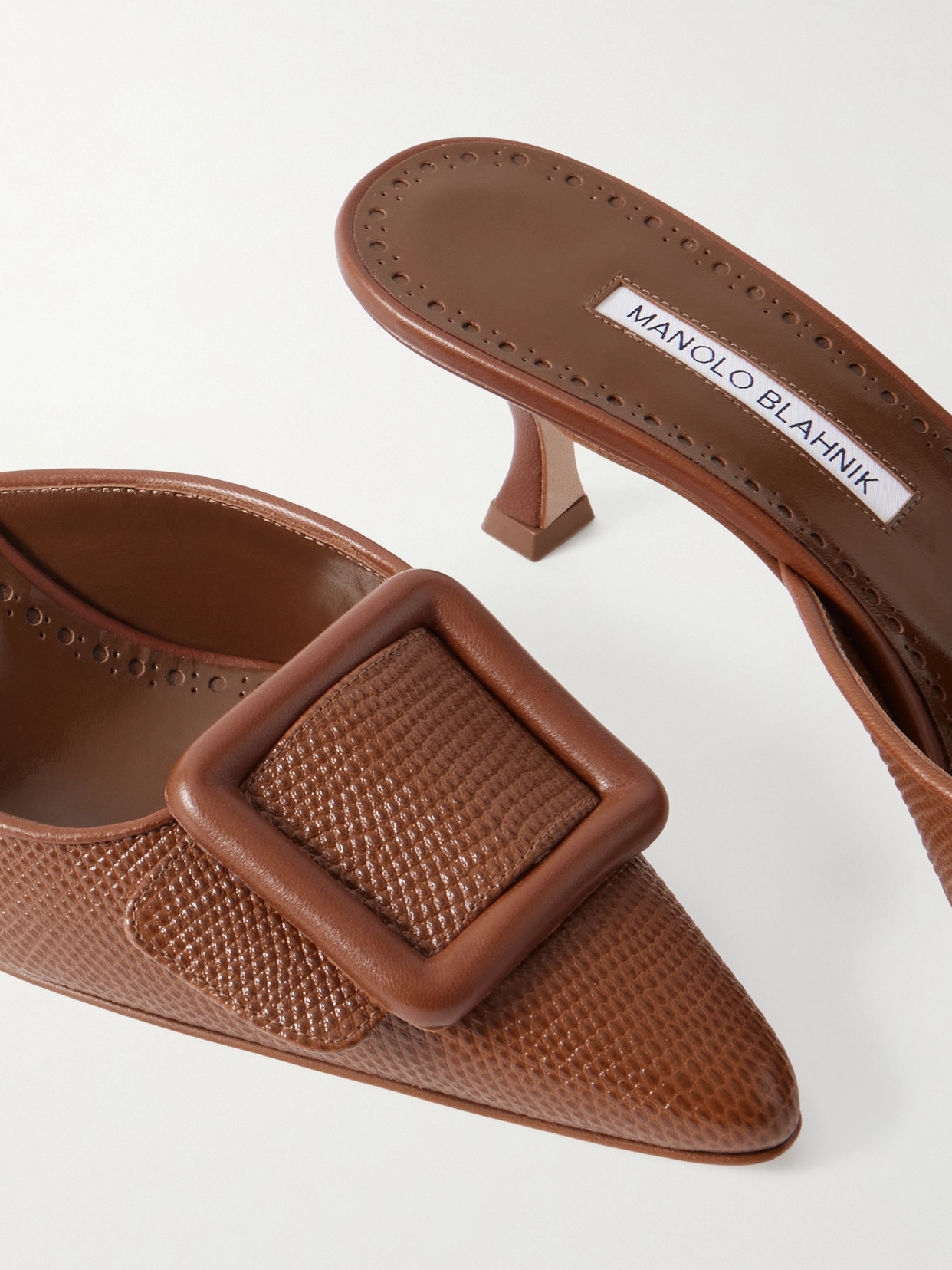 Maysalebi 50 Lizard-effect Leather Mules - Brown