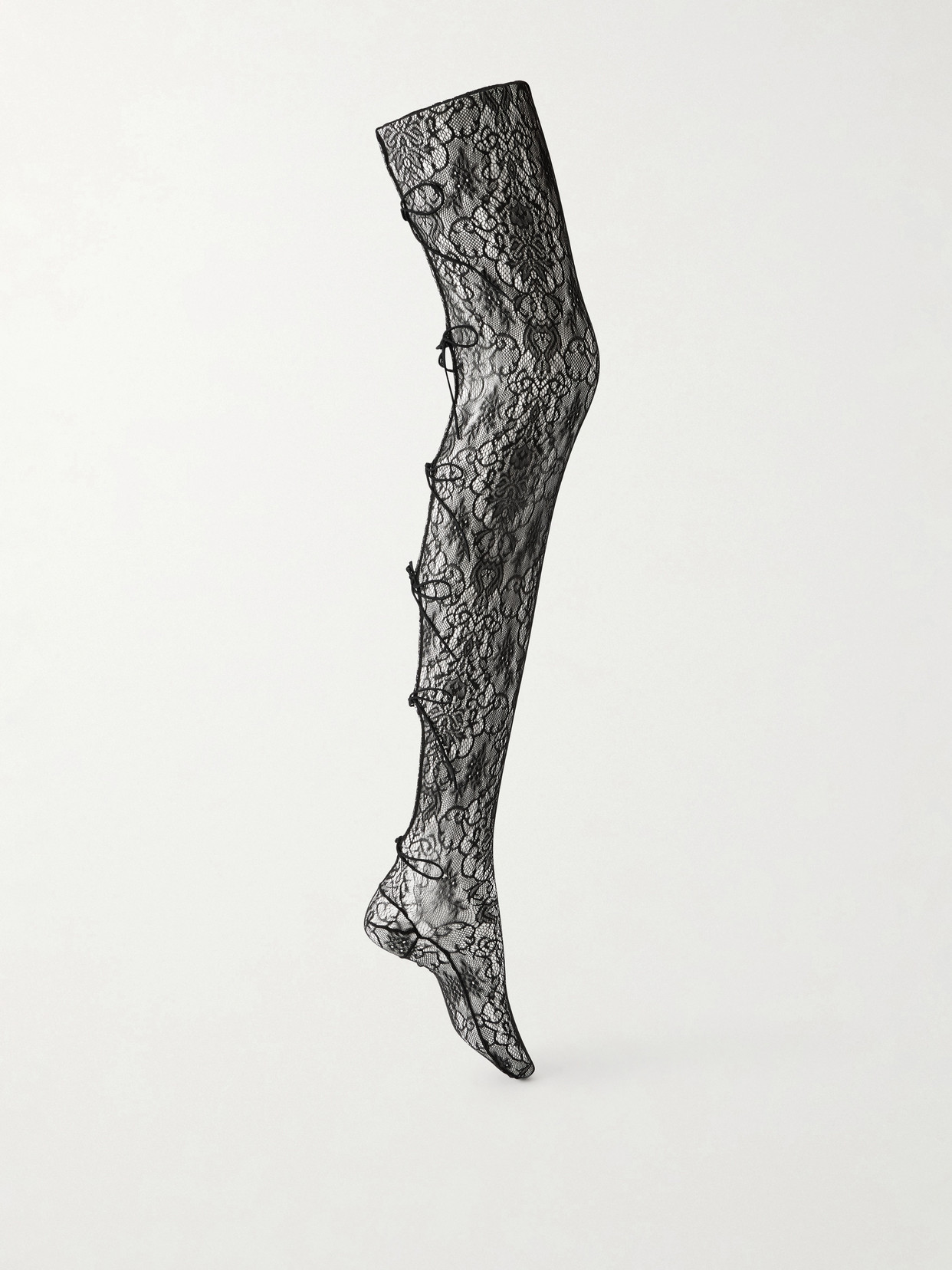 Seagull Lace Stay-up Stockings - Black
