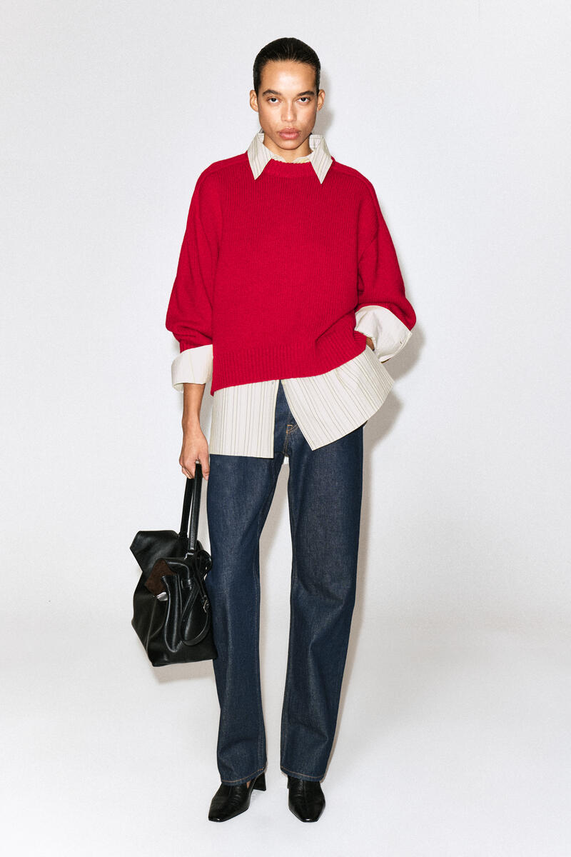 Rounded Wool Crew-Neck Sweater
