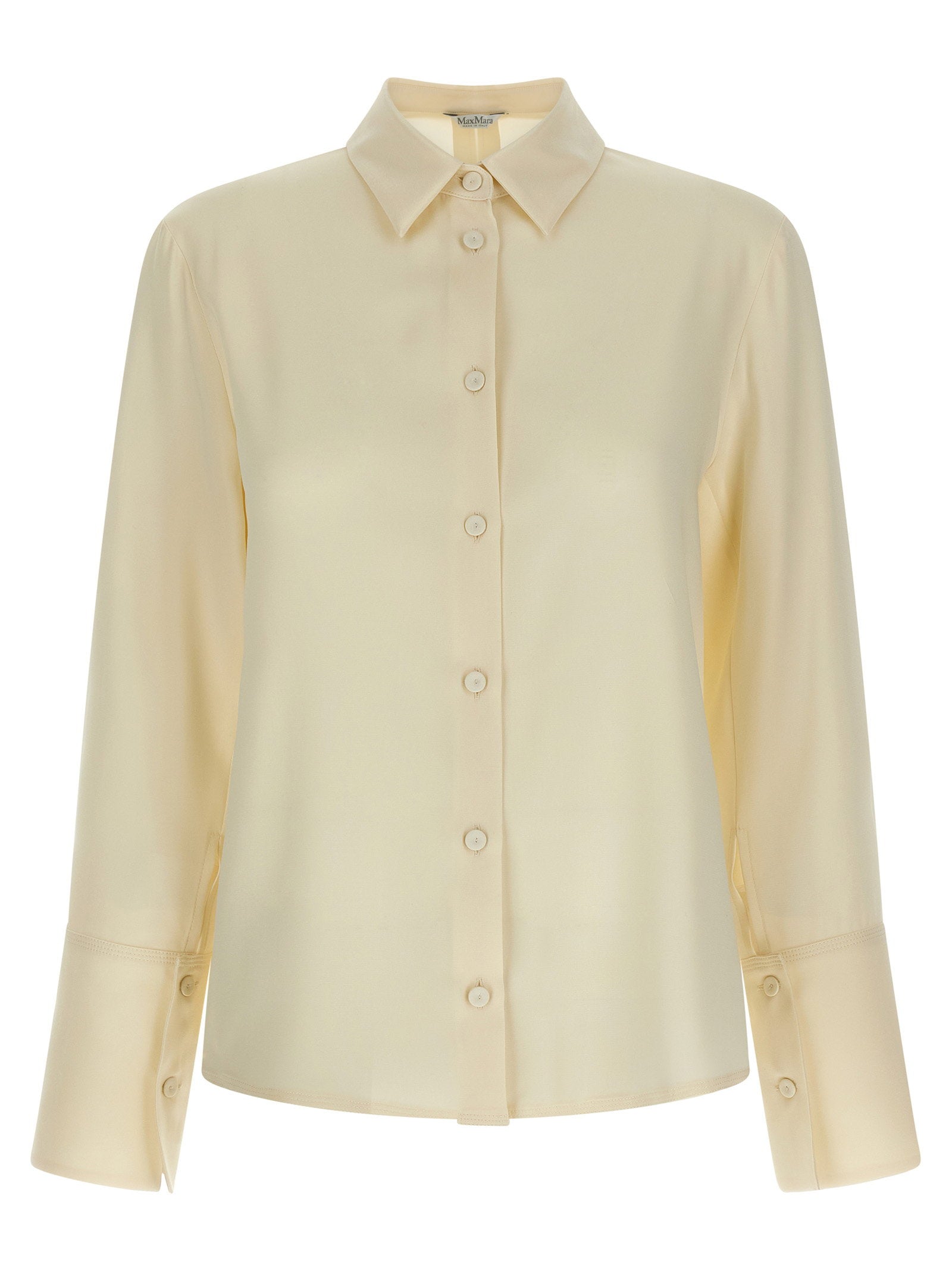 Stretch Silk Crêpe de Chine Shirt — Cream