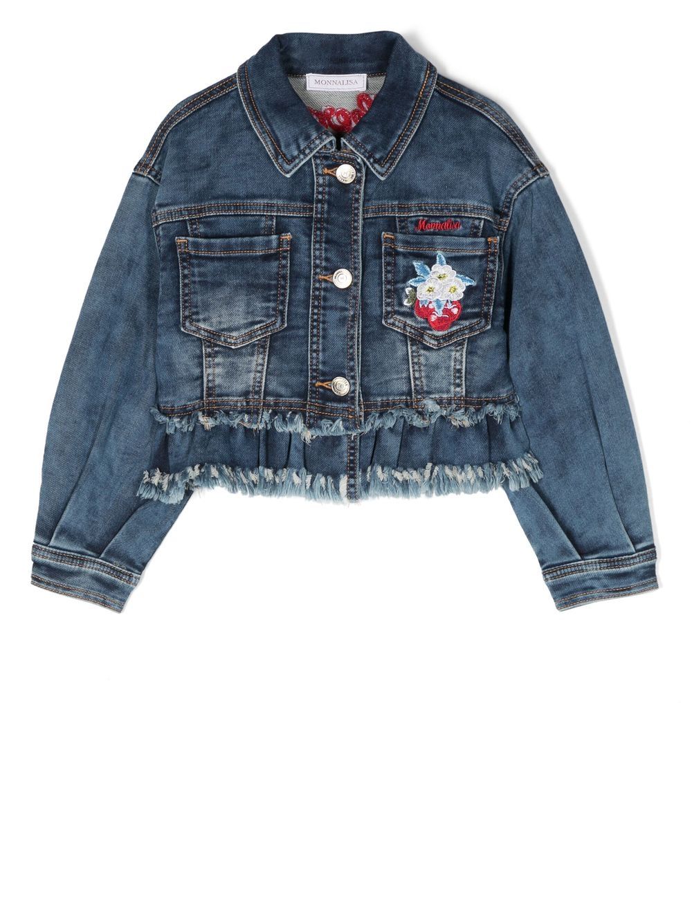 Cherry peplum denim jacket - Blue