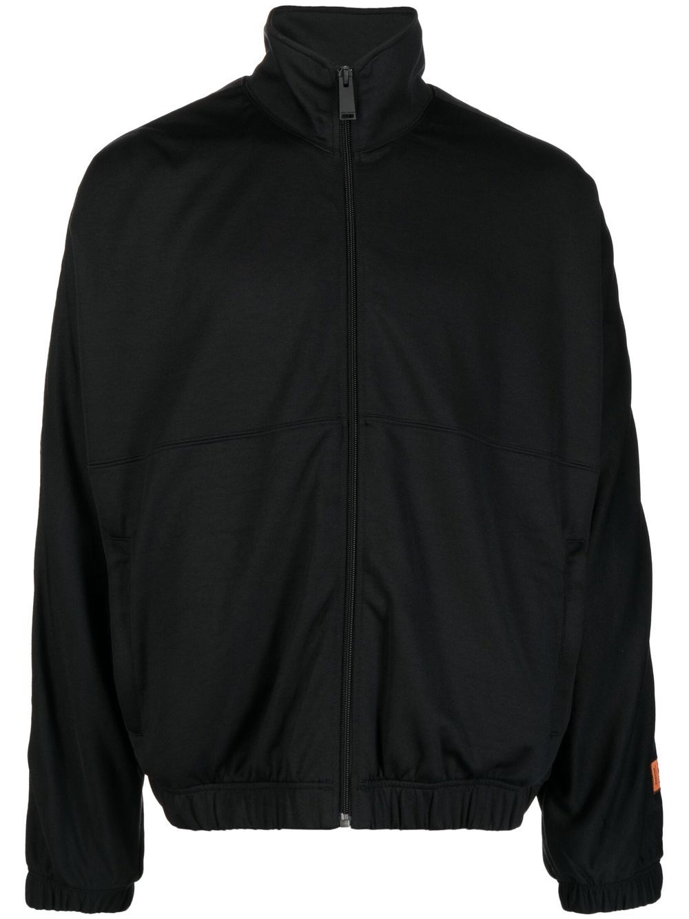 Logo-print strap zip-up jacket - Black