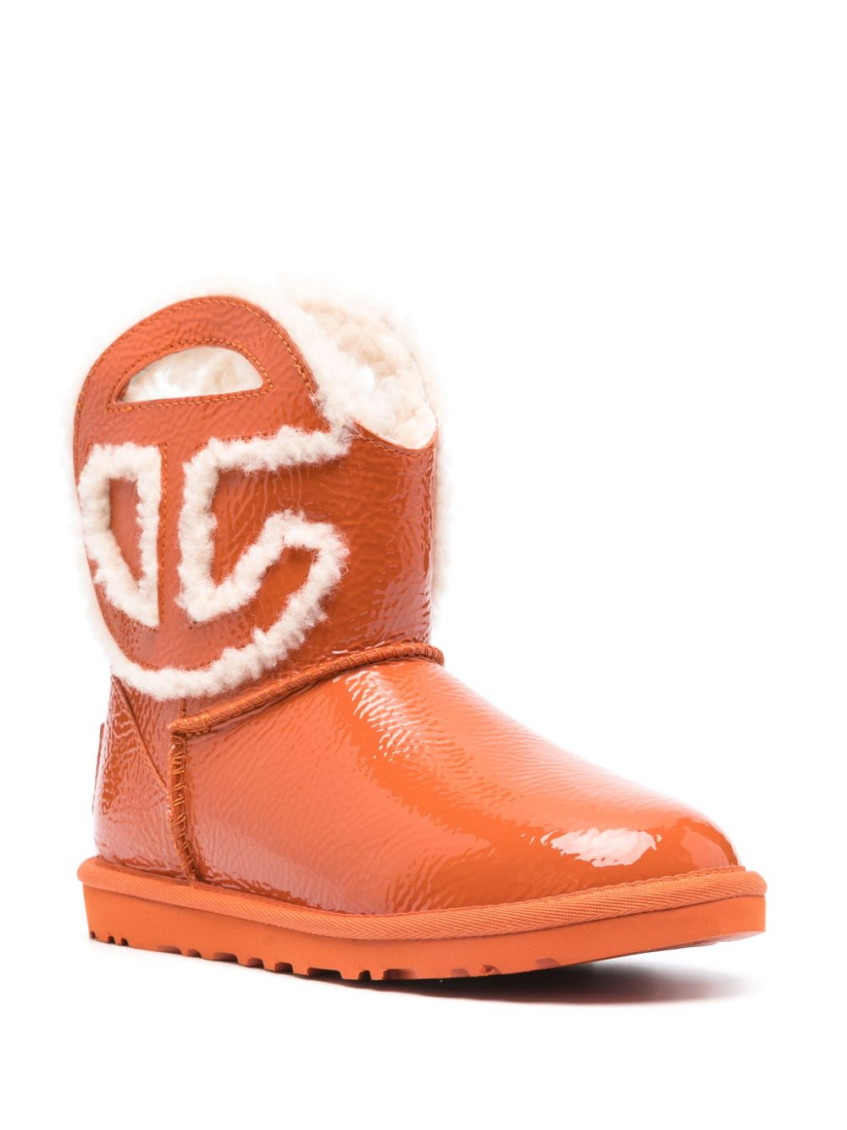 Orange Round Toe Ankle Boots