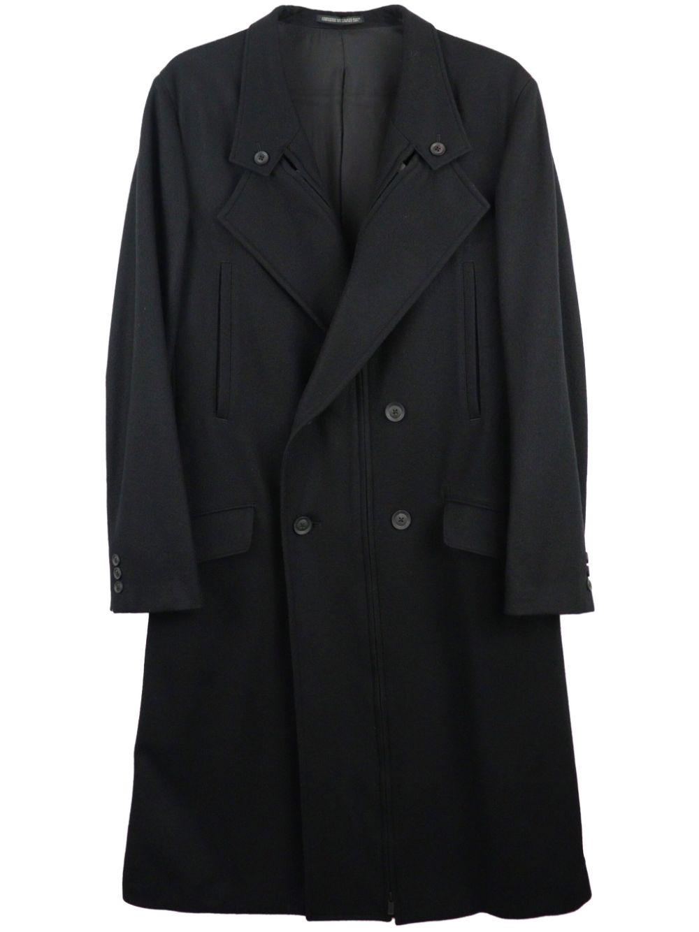 Double-breasted wool coat - Black