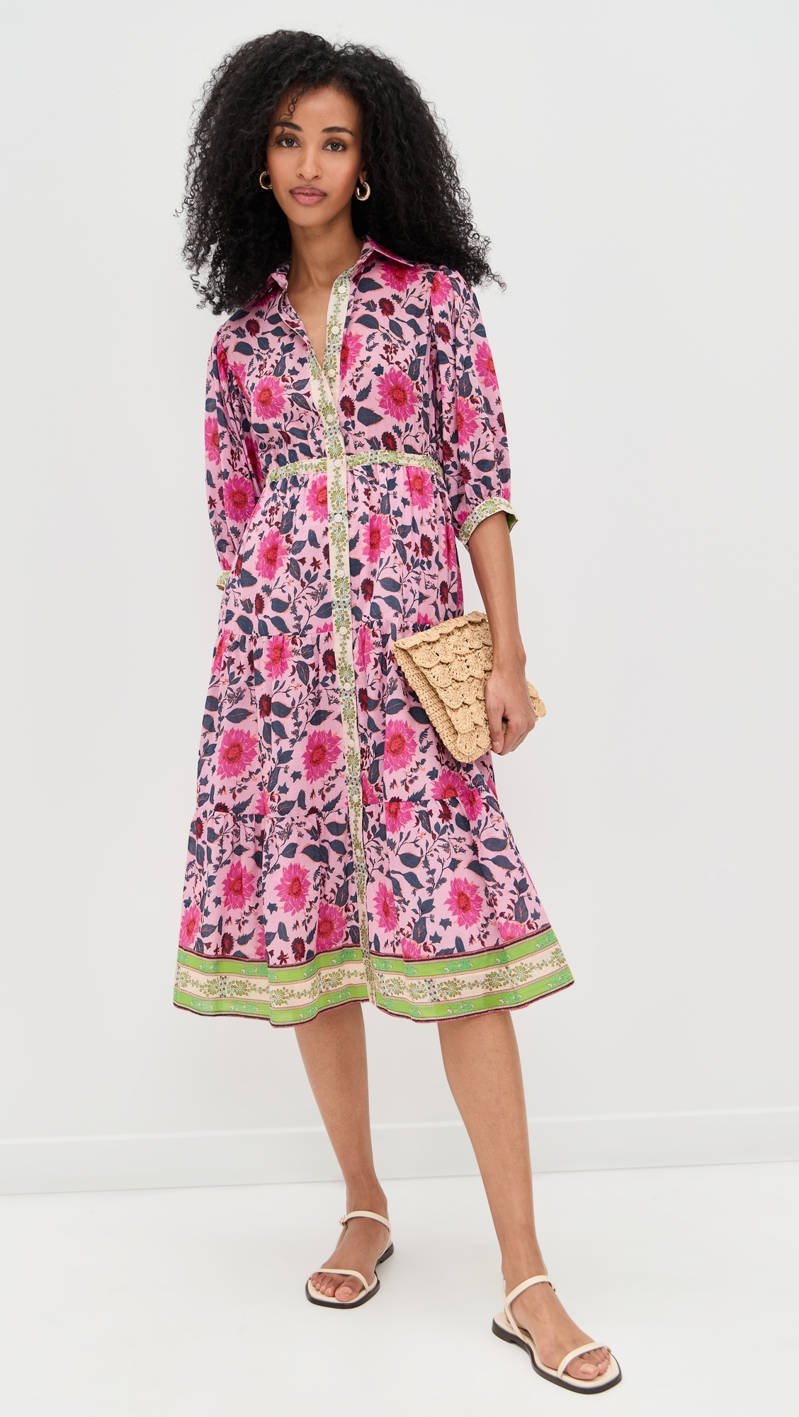 Blair Midi Dress Fuchsia/Teal Floral