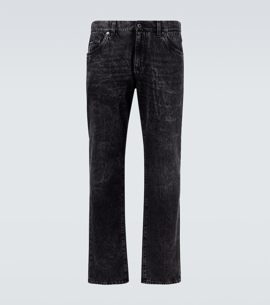 Mid-rise straight jeans