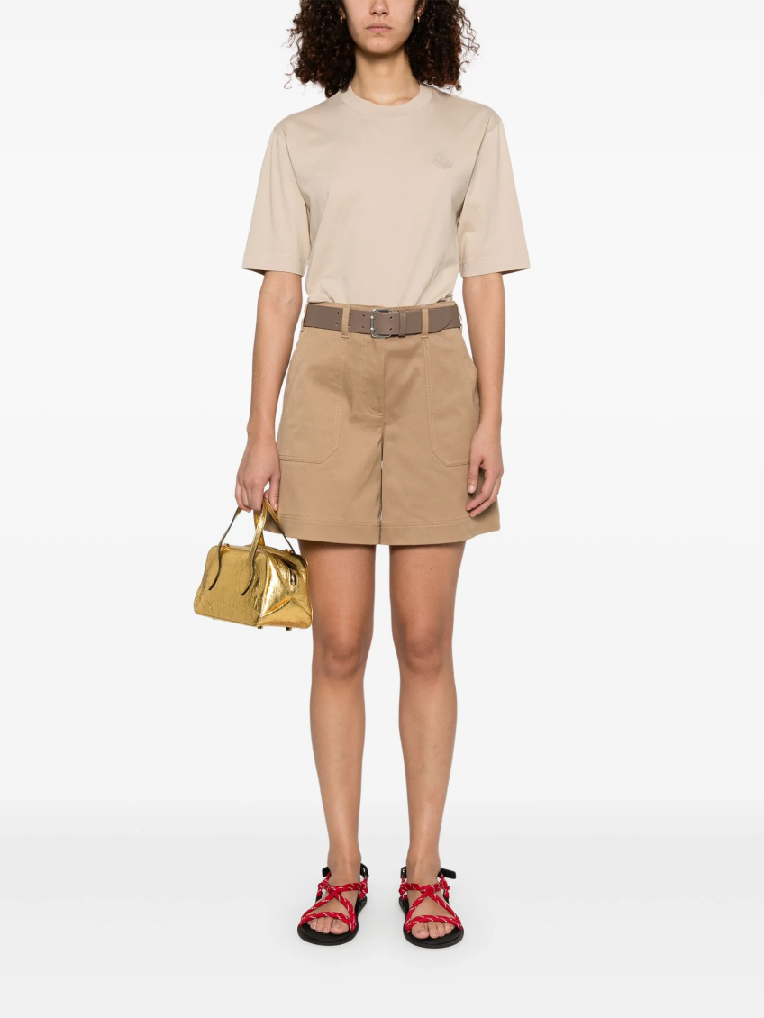 Beige Cotton Gabardine Shorts