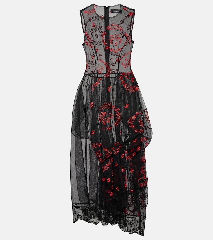 Embroidered lace midi dress