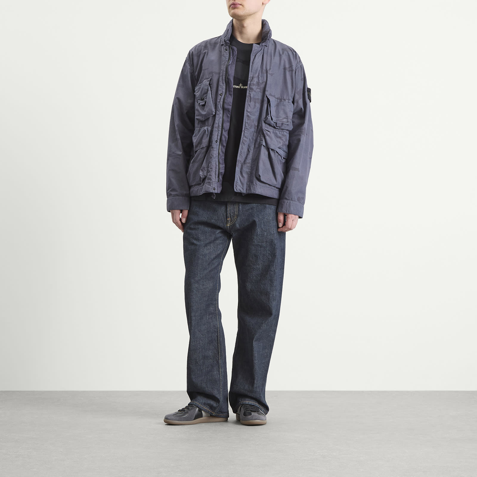 Men's Faded Camo Ripstop-TC Field Jacket in Blue Grey