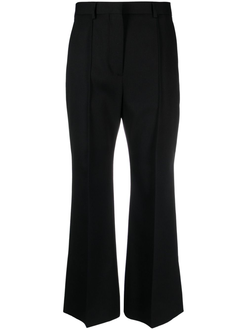 Flared cropped wool trousers - Black