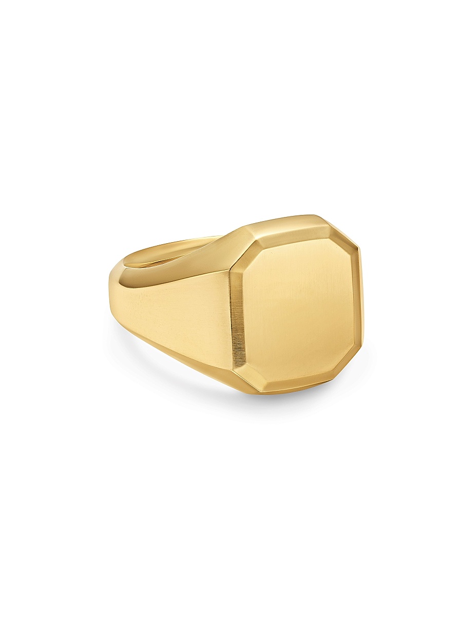 Men's Streamline Signet Ring in 18K Yellow Gold, 18MM - Gold