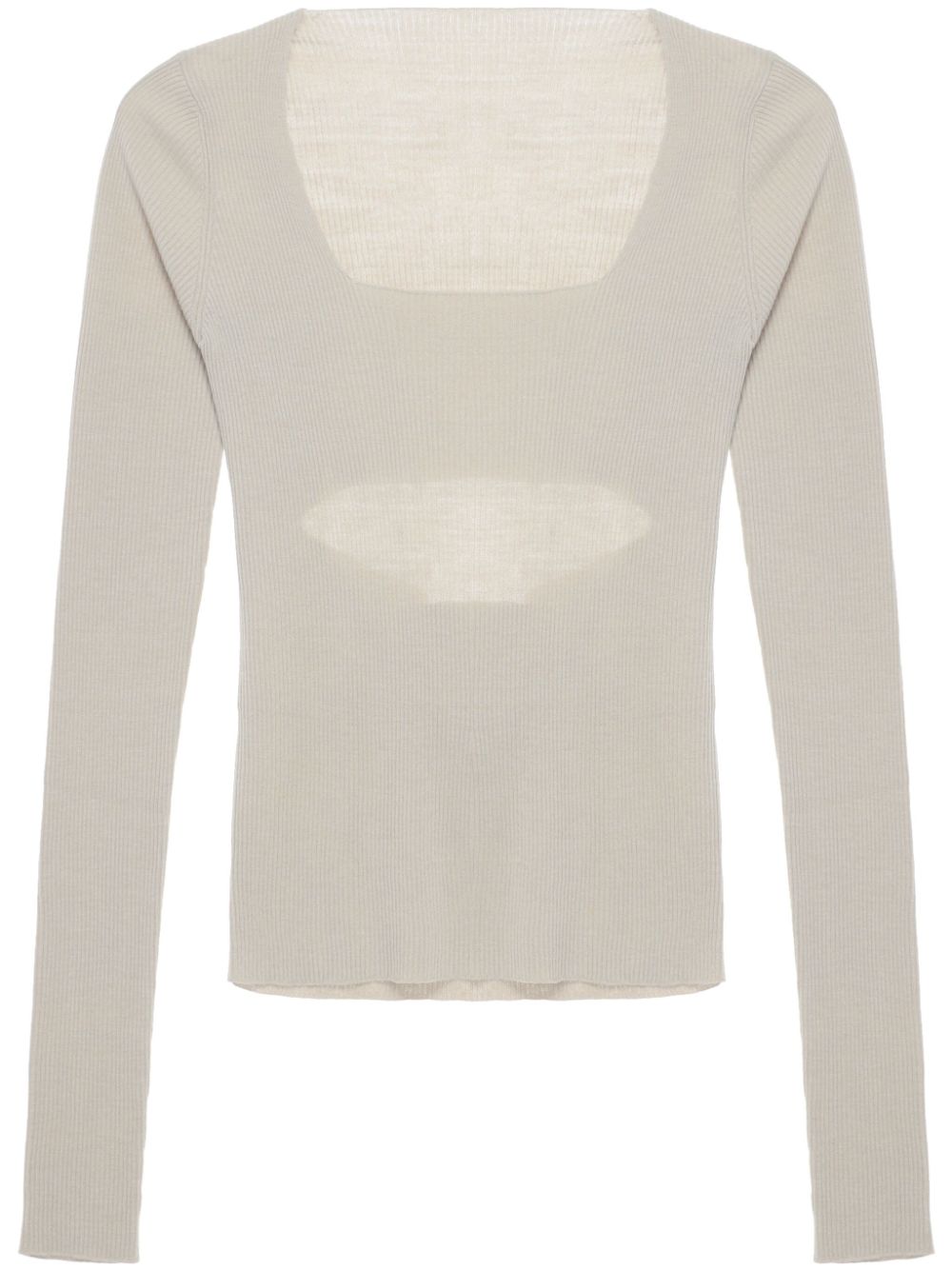 Long-sleeve ribbed-knit top - Neutrals