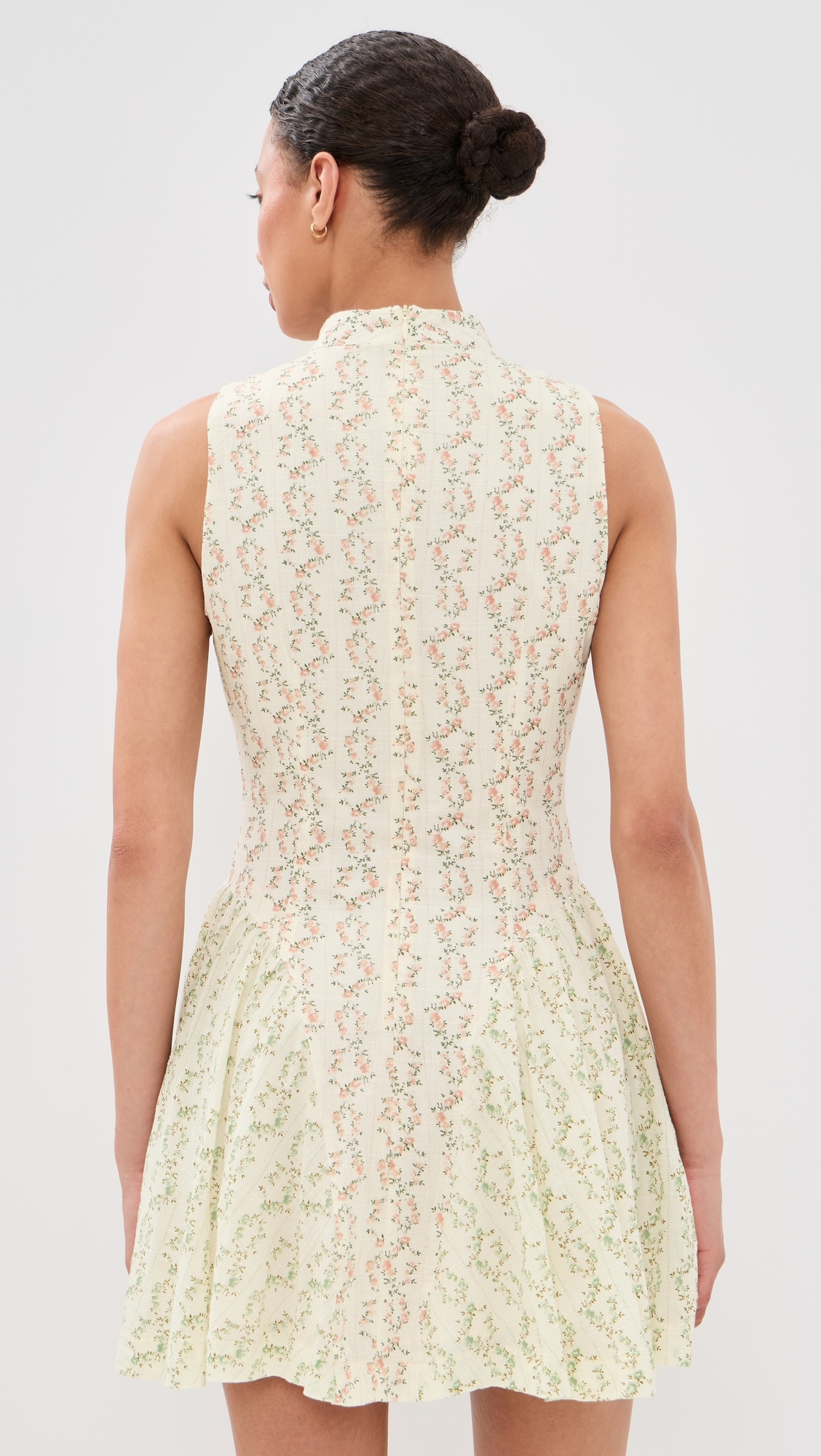 Cottage Core Hip Gather Mini Dress Pink Floral