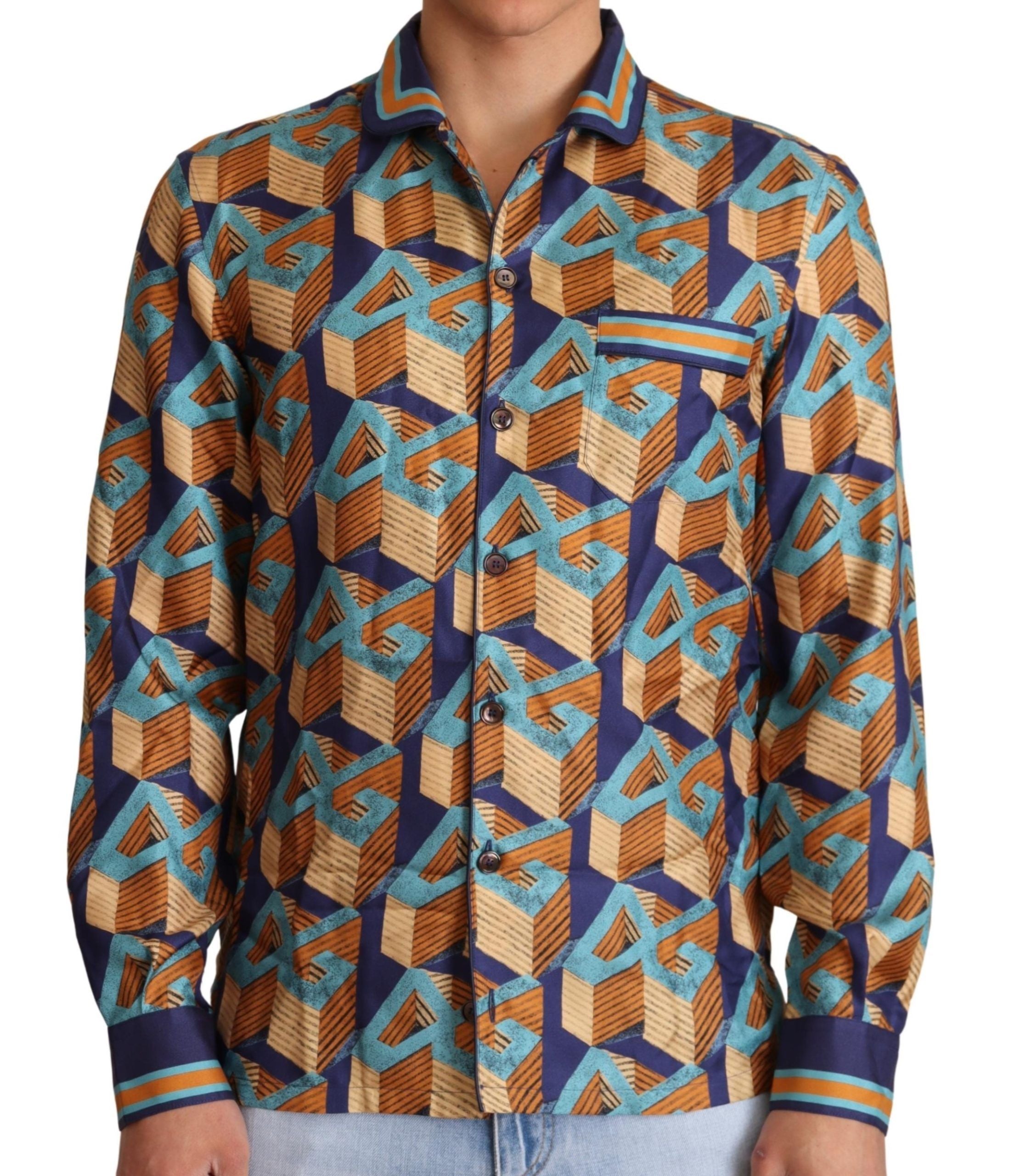 Geometric Silk Shirt — Multicolor