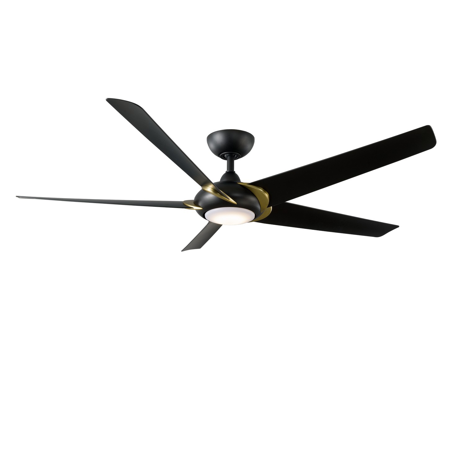 Soft Brass Arms Matte Black 62"Ceiling Fan from the Lucid Collection