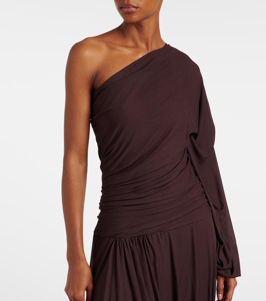 Gabri draped one-shoulder jersey midi dress
