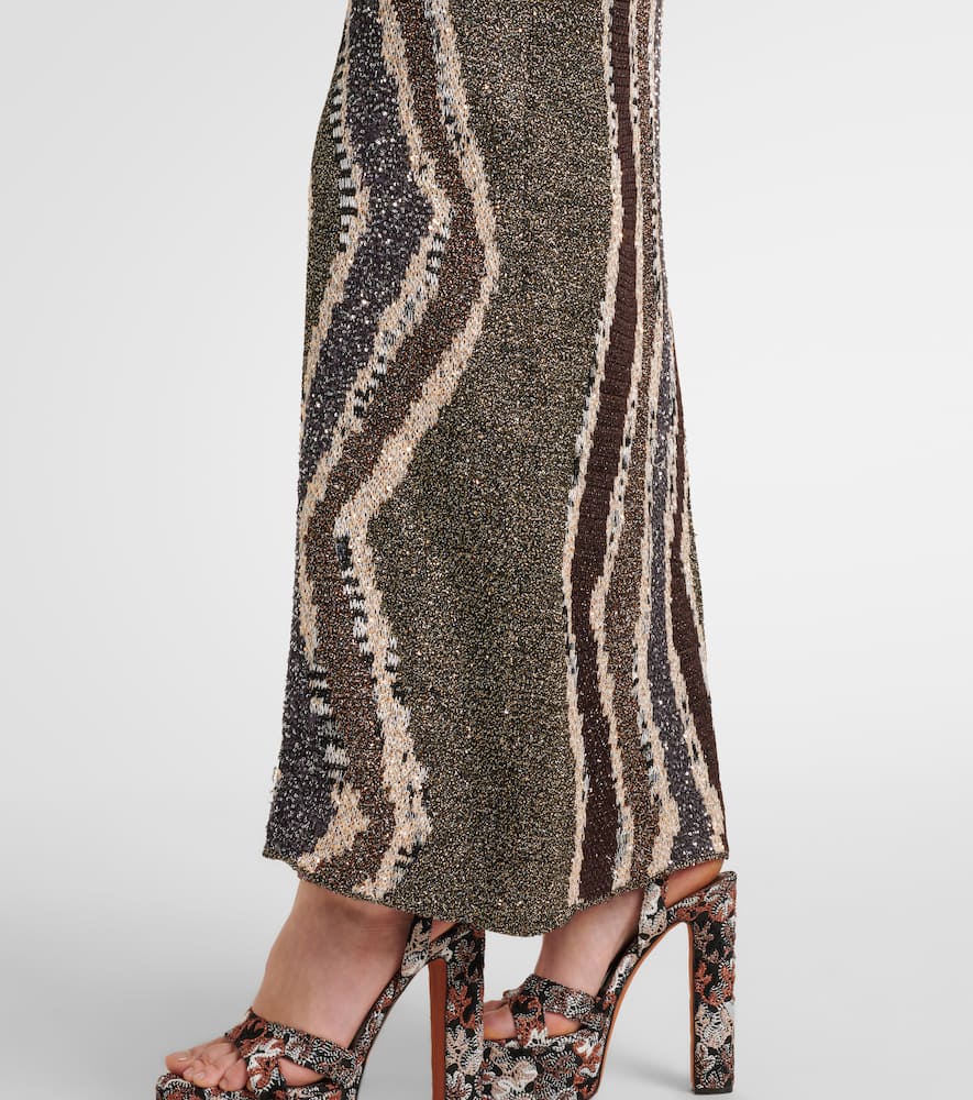 Sequined open-back lamé gown