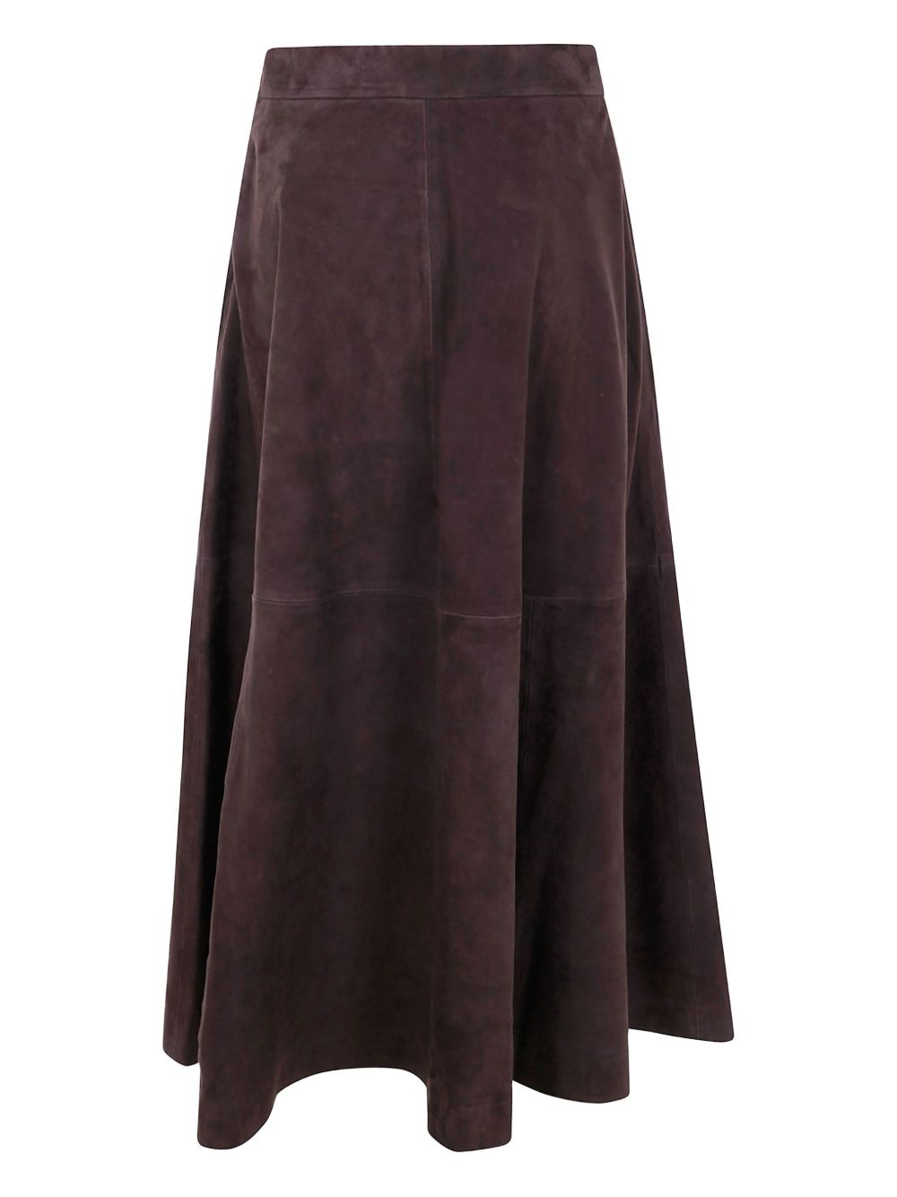 A-line suede midi skirt - Brown