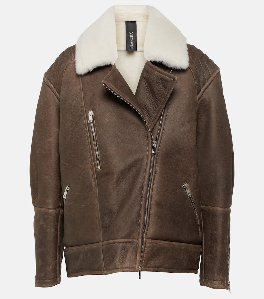 Shearling-trimmed leather jacket