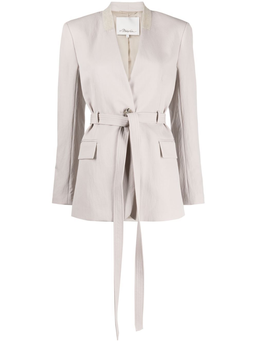 Tied-waist single-breasted blazer - Neutrals