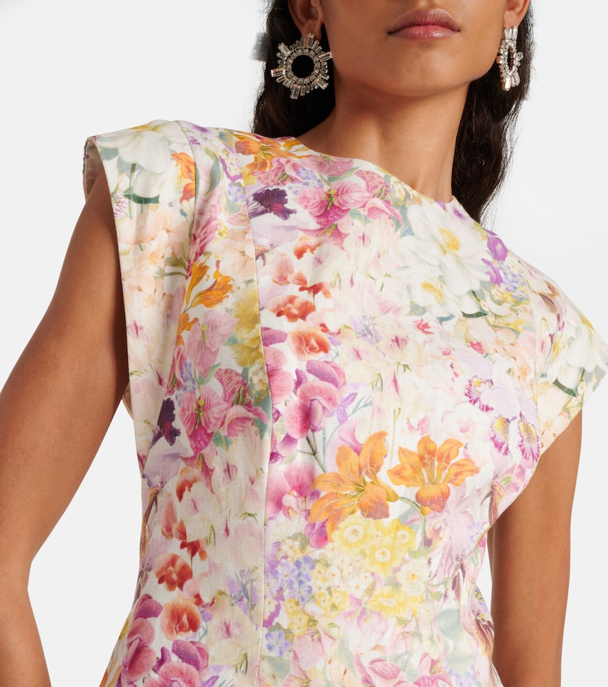 Harmony floral ruffled linen minidress