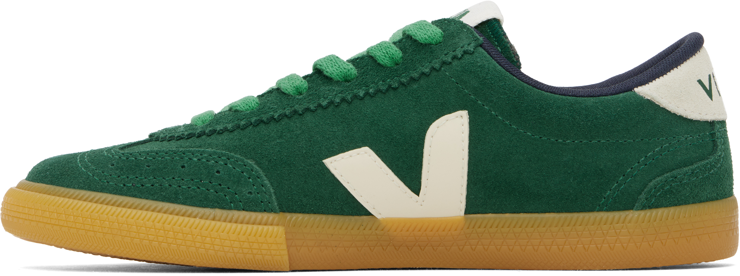 VEJA Green & Beige Volley Suede Sneakers