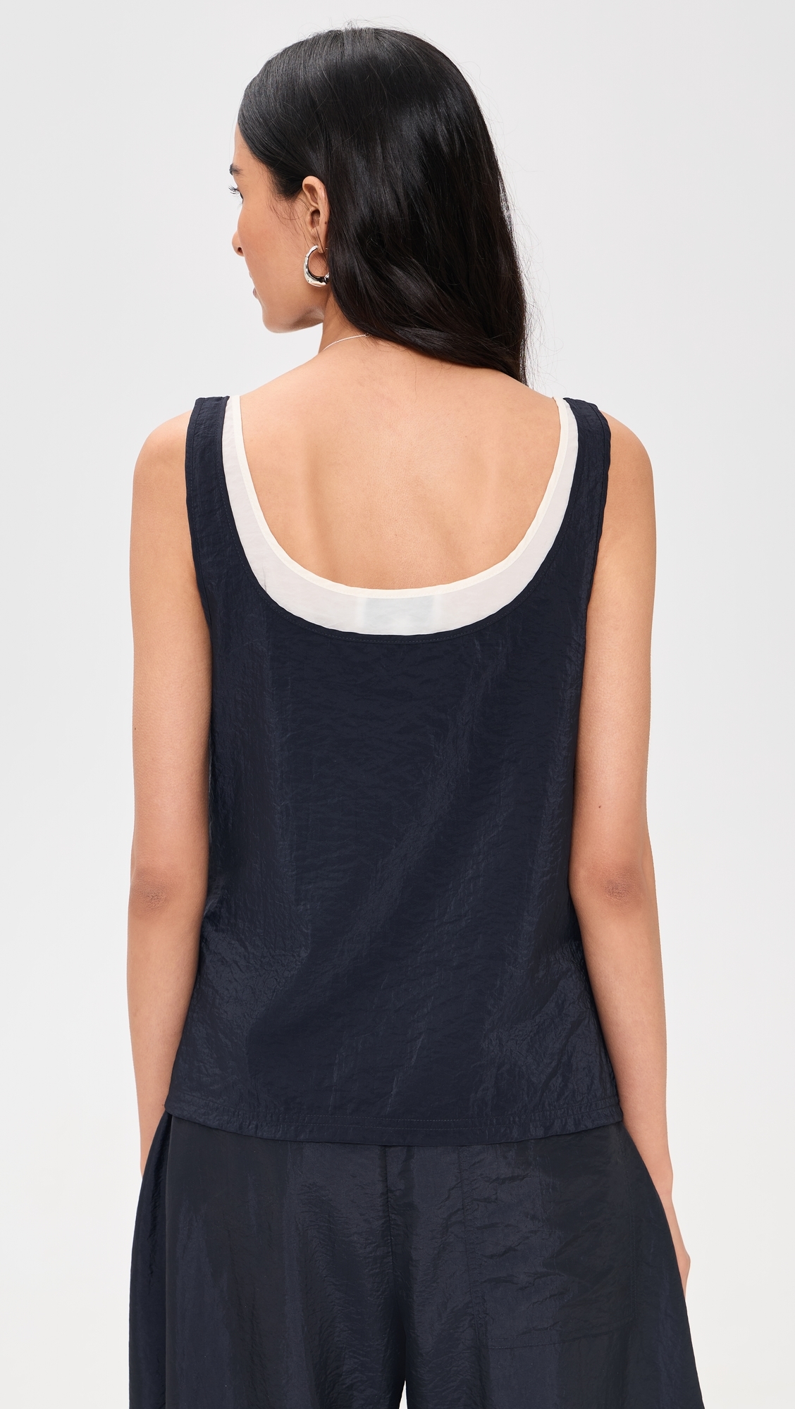 Double Layer Scoop Tank Navy/Ivory