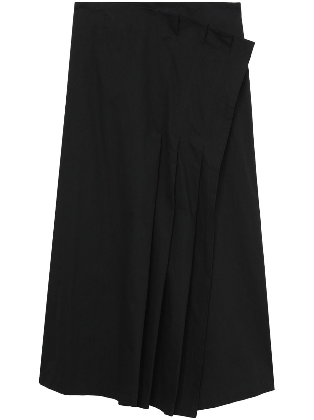 Asymmetric poplin midi skirt - Black
