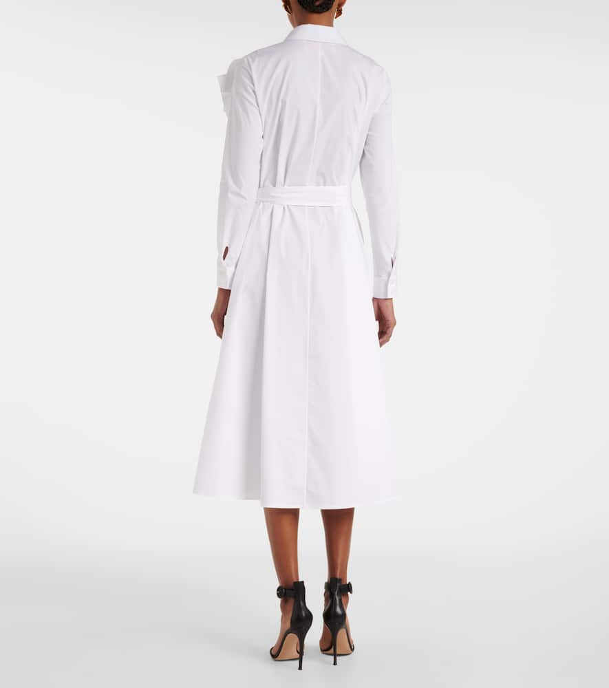 Floral-appliqué poplin shirtdress