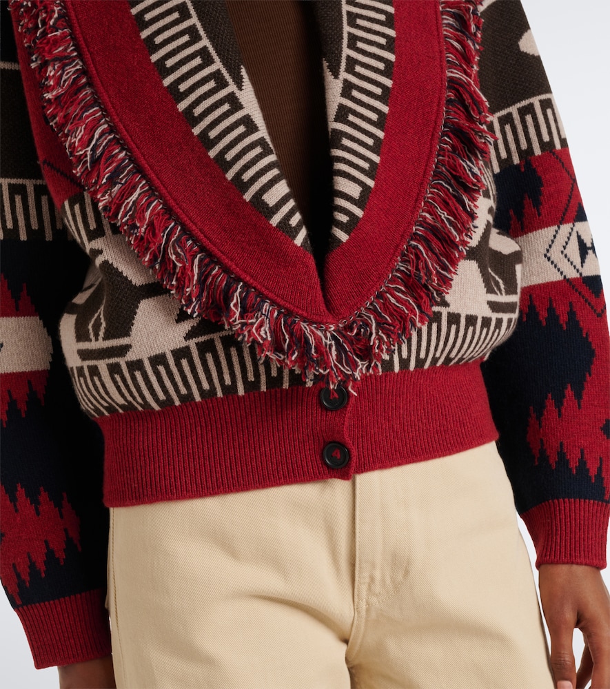 Icon Jacquard wool and cashmere cardigan