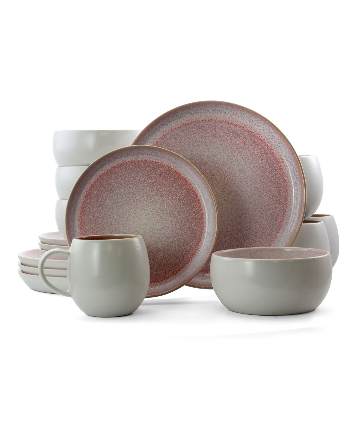 Mocha 16 Piece Dinnerware Set, Service for 4 - Pink