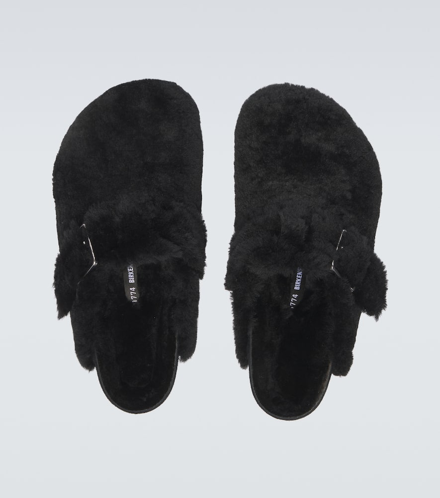Boston 1774 shearling-lined suede mules