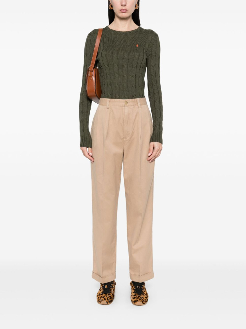 Olive cable-knit sweater