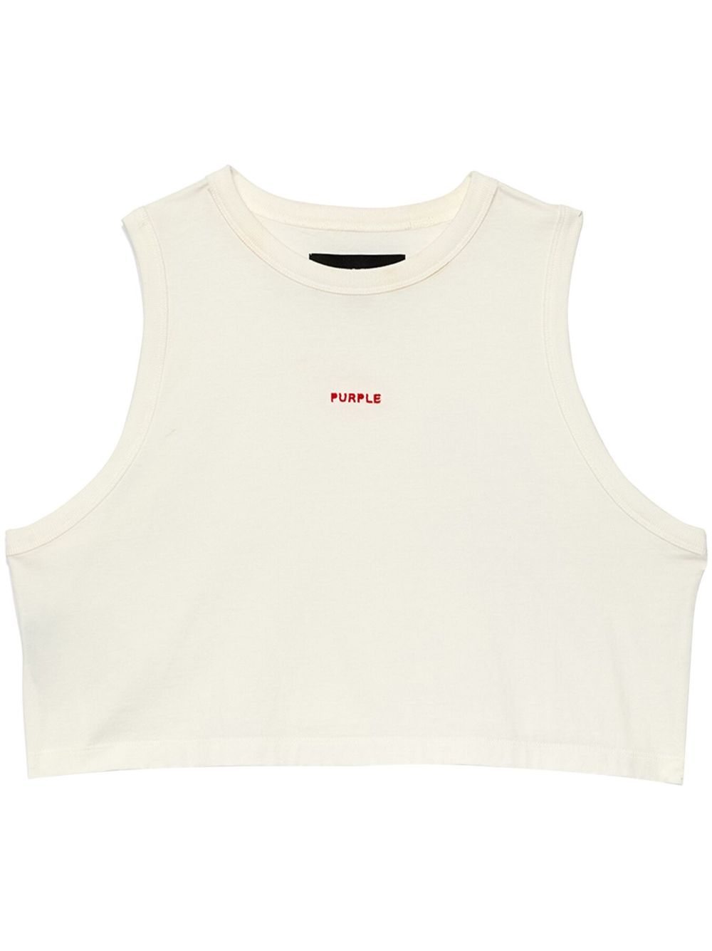 Logo-embroidered cropped top - White