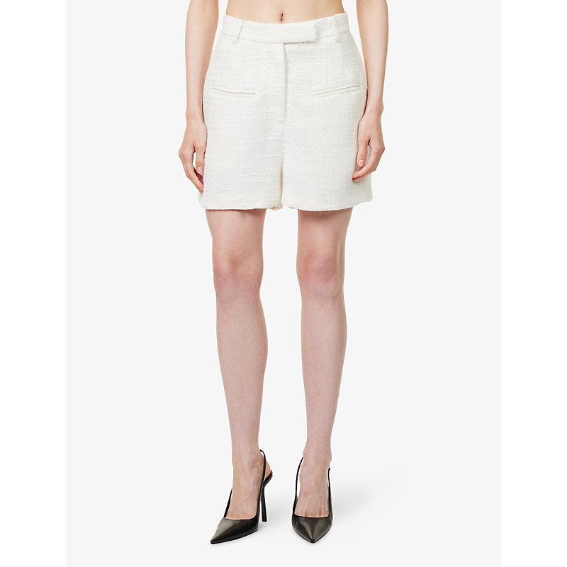 Womens High-Waist Tailored Bouclé Shorts