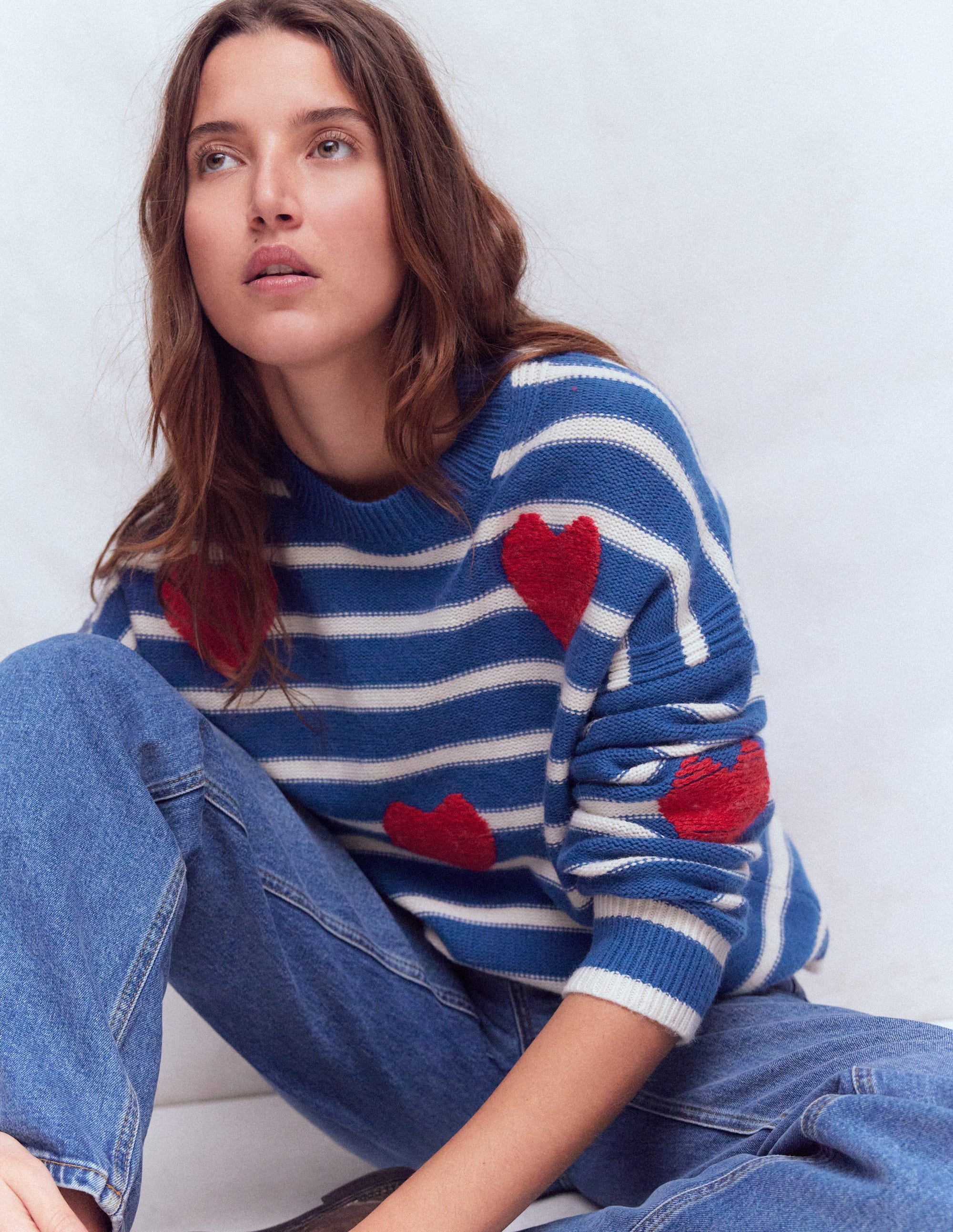 Women's Isa Embroidered Sweater in Blue | Size XS