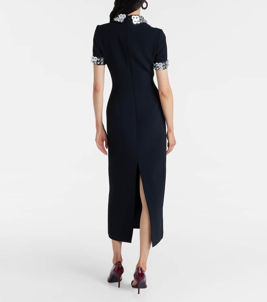 Embellished cady midi dress