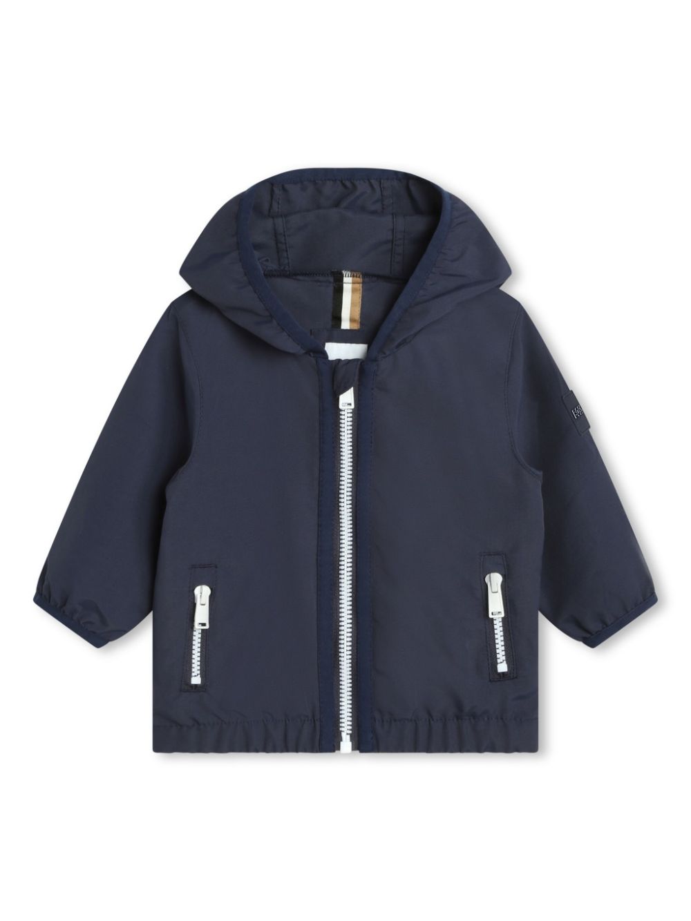 Logo-print hooded windbreaker - Blue