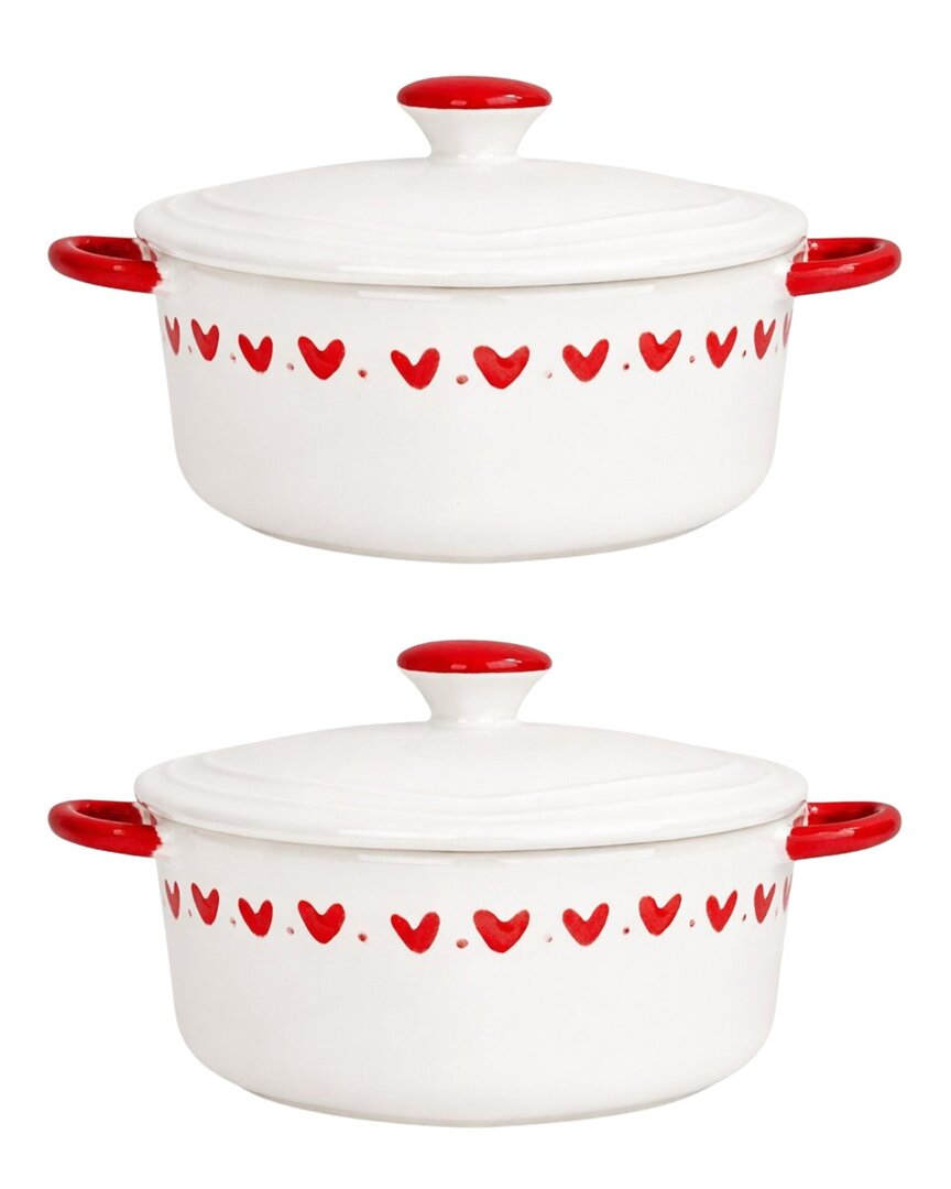 Set Of 2 Coquette Heart Mini Cocottes