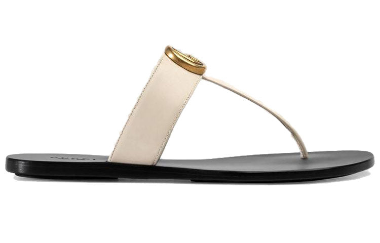 (WMNS) Thong Sandal With Double G 'White Leather'