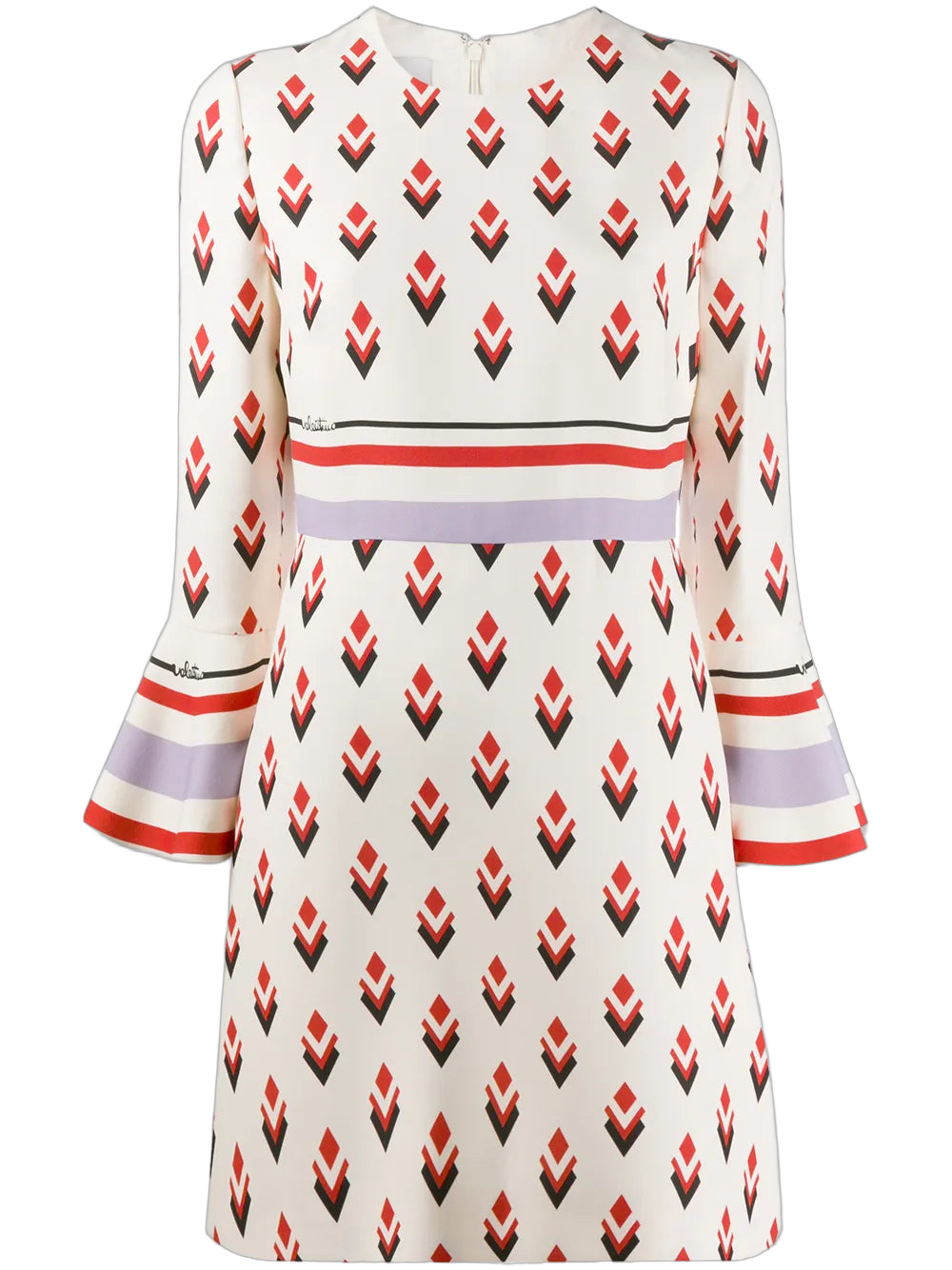 Geometric-Print Dress — White